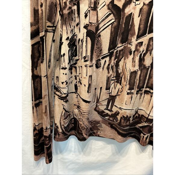 Chicos Travelers Shirt Womens Medium Slinky Liquid Knit Venice Print - Picture 7 of 10